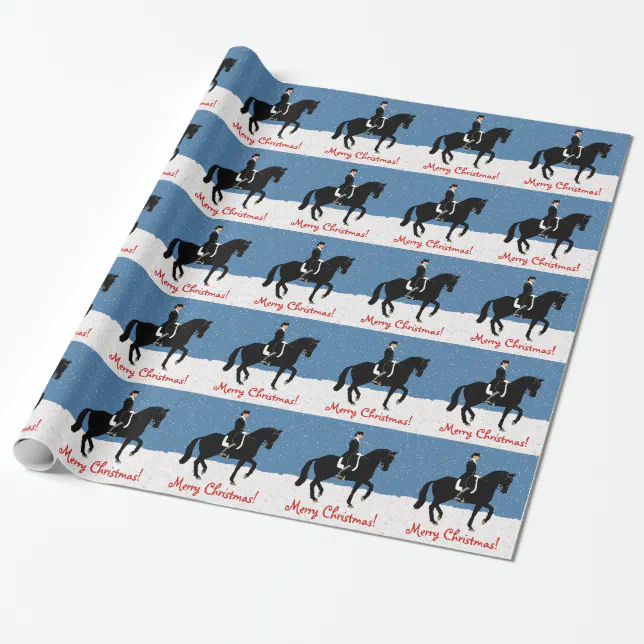 Snowy Dressage Horse Christmas Wrapping Paper Zazzle