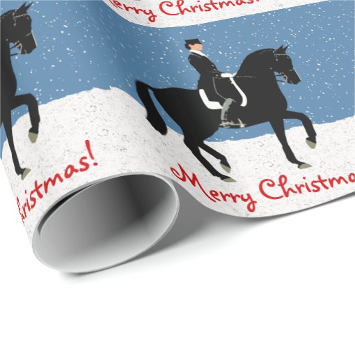 Snowy Dressage Horse Christmas Wrapping Paper Zazzle