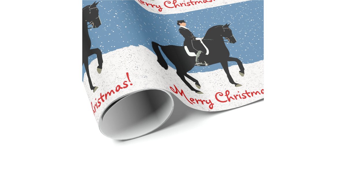 Snowy Dressage Horse Christmas Wrapping Paper Zazzle