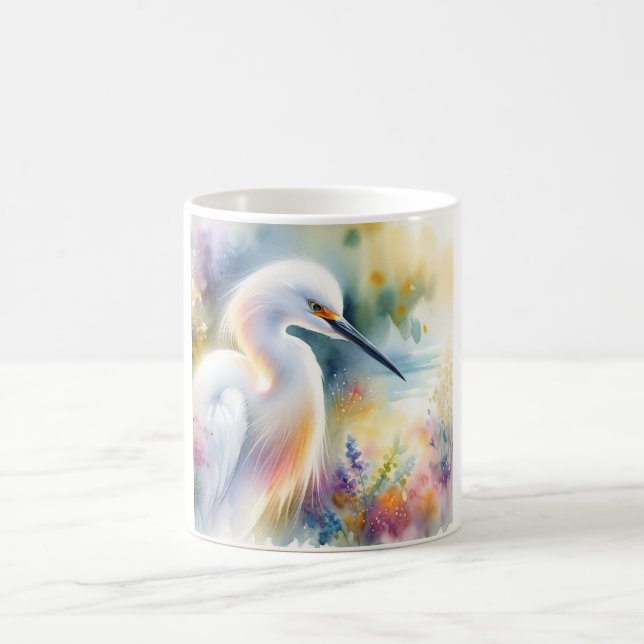 Snowy Egret 180724AREF115 - Watercolor Coffee Mug (Center)