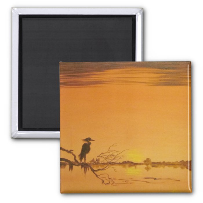 Snowy Egret at Dusk Fridge Magnets