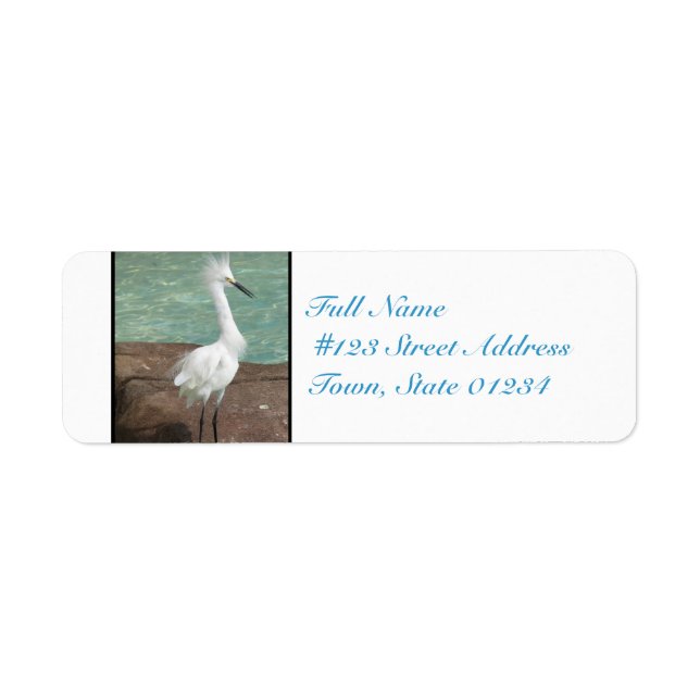 Snowy Egret Bird Label (Front)