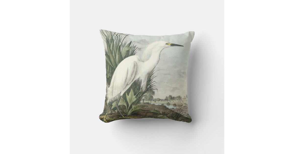 Snowy Egret by Audubon Throw Pillow | Zazzle