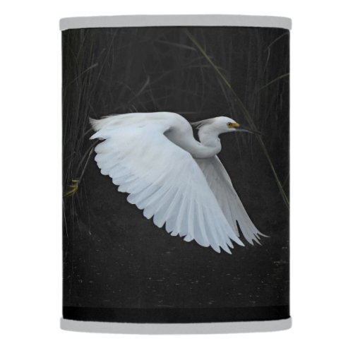 Snowy Egret in Flight Lamp Shade