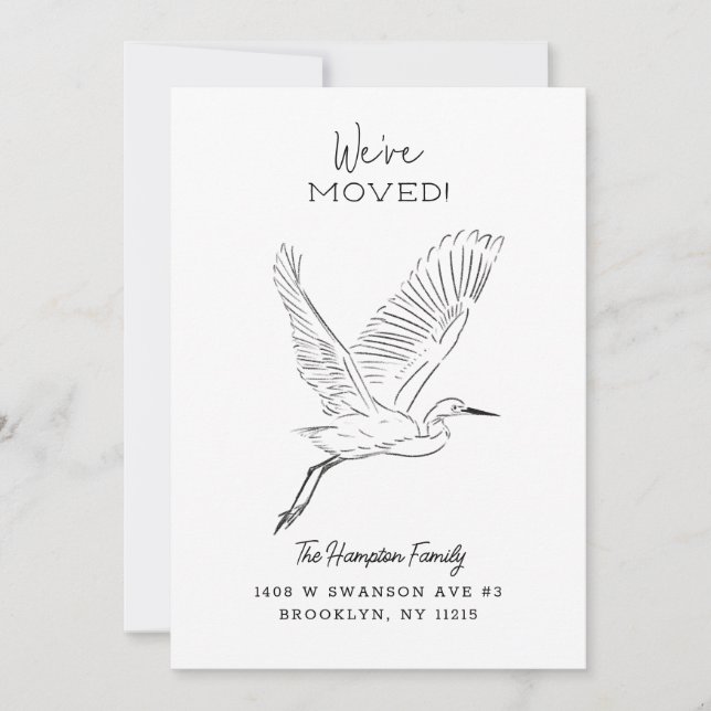 Snowy Egret Minimalist Moving Announcement (Front)
