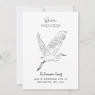 Snowy Egret Minimalist Moving Announcement