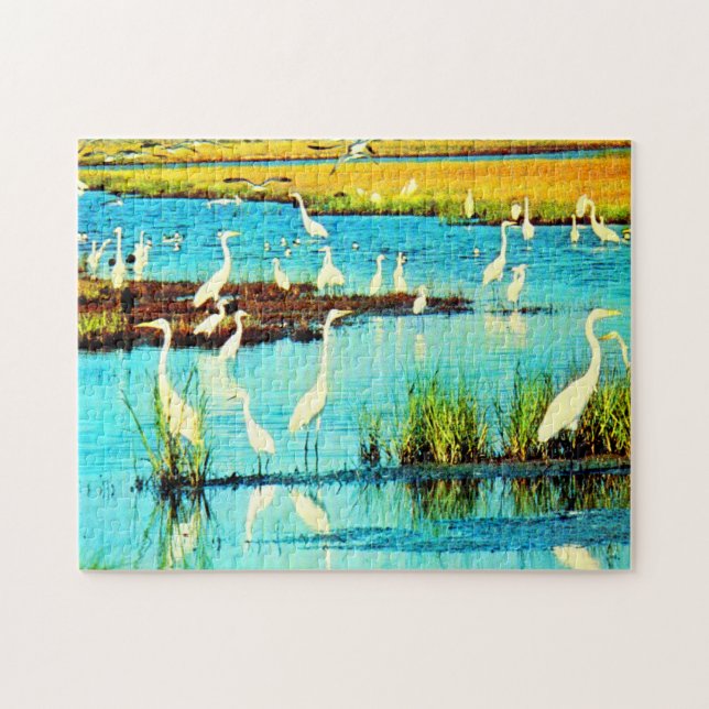 snowy egrets jigsaw puzzle (Horizontal)