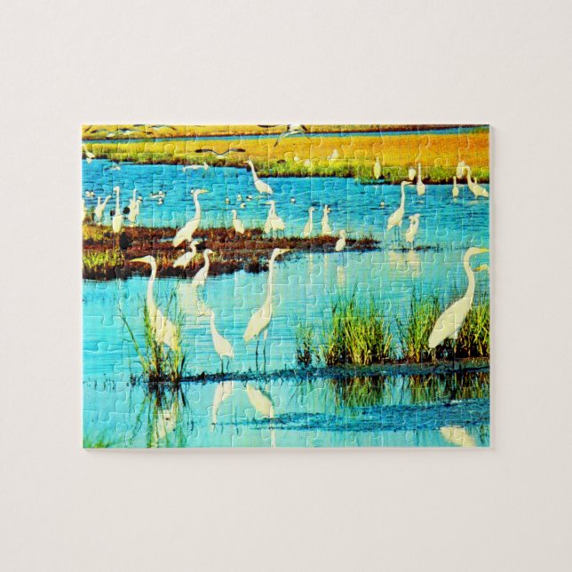 snowy egrets jigsaw puzzle (Horizontal)