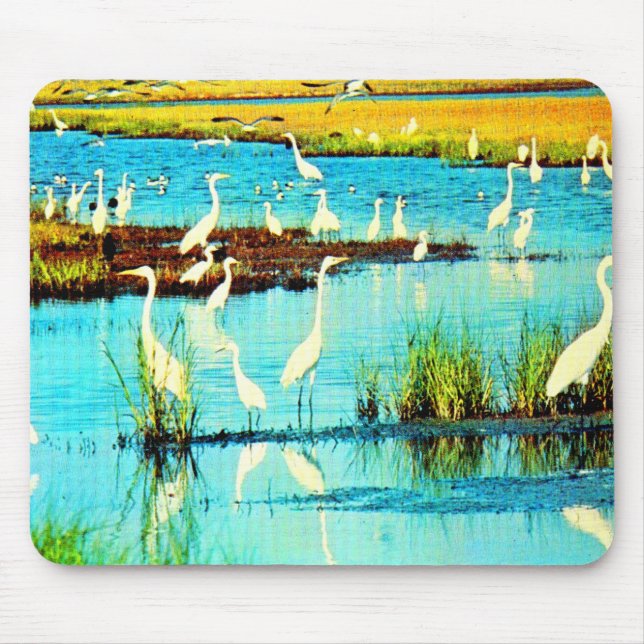 snowy egrets mouse pad (Front)