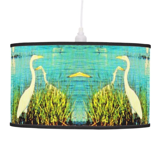 snowy egrets print ceiling lamp (Front)