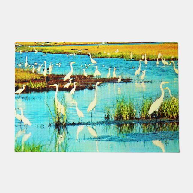 snowy egrets print doormat (Front)
