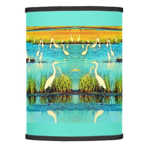 snowy egrets print lamp shade