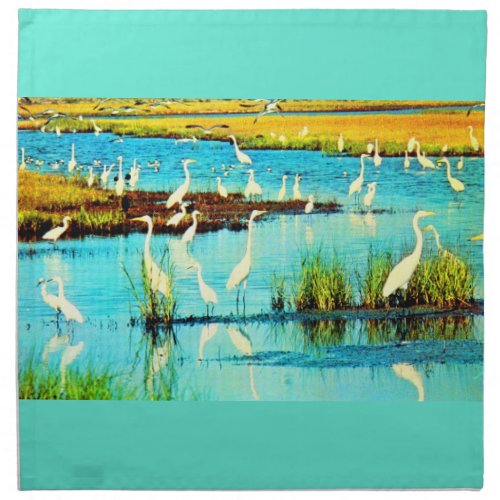 snowy egrets print napkin