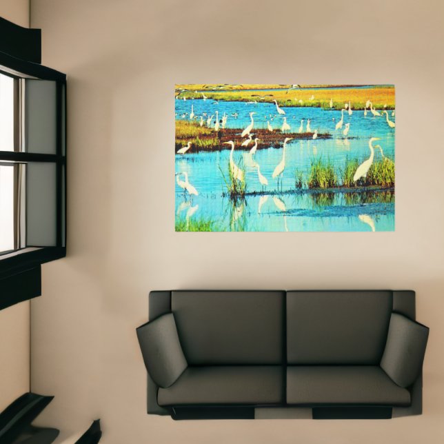 snowy egrets print rug (Insitu (Indoor 1))