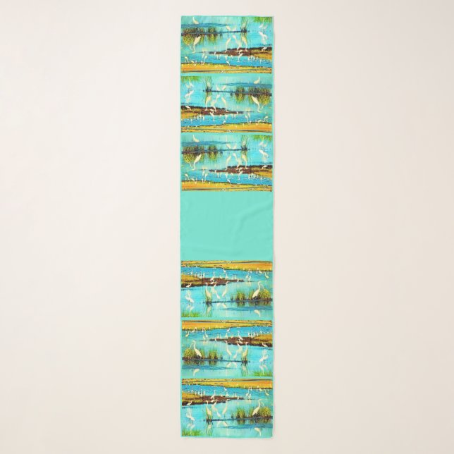 snowy egrets print scarf (Front)