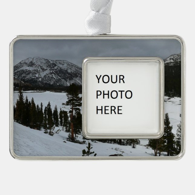 Snowy Ellery Lake California Winter Landscape Christmas Ornament (Front)