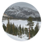 Snowy Ellery Lake California Winter Landscape Classic Round Sticker