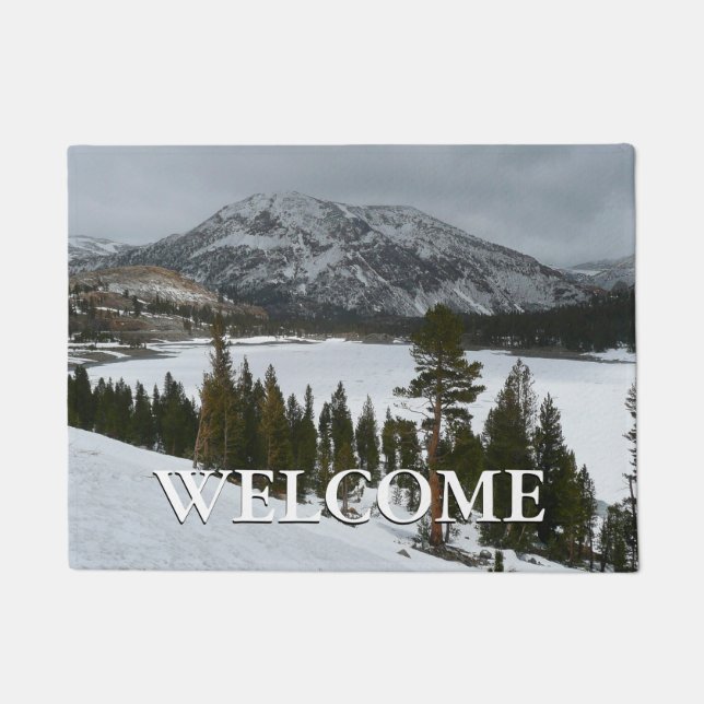 Snowy Ellery Lake California Winter Landscape Doormat (Front)