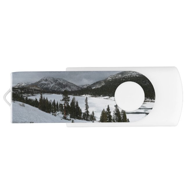 Snowy Ellery Lake California Winter Landscape Flash Drive (Back)