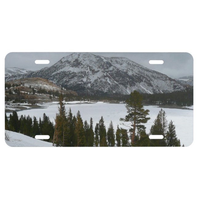 Snowy Ellery Lake California Winter Landscape License Plate (Front)