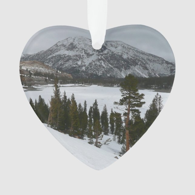 Snowy Ellery Lake California Winter Landscape Ornament (Front)
