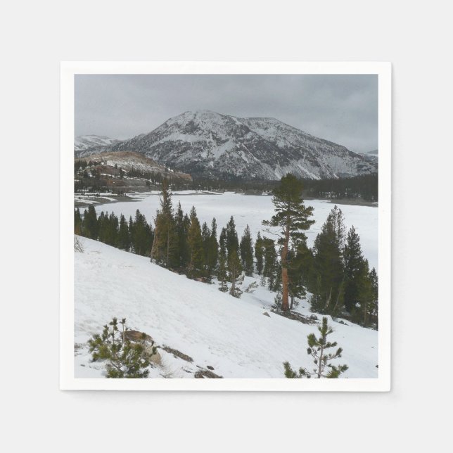 Snowy Ellery Lake California Winter Landscape Paper Napkins (Front)