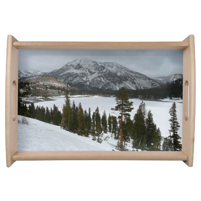 Snowy Ellery Lake California Winter Landscape Serving Tray (Front)