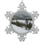 Snowy Ellery Lake California Winter Landscape Snowflake Pewter Christmas Ornament