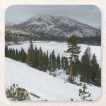 Snowy Ellery Lake California Winter Landscape Square Paper Coaster