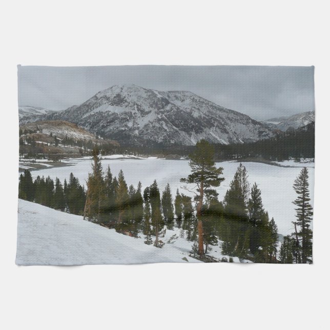 Snowy Ellery Lake California Winter Landscape Towel (Horizontal)