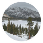Snowy Ellery Lake California Winter Photography Classic Round Sticker