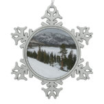 Snowy Ellery Lake California Winter Photography Snowflake Pewter Christmas Ornament