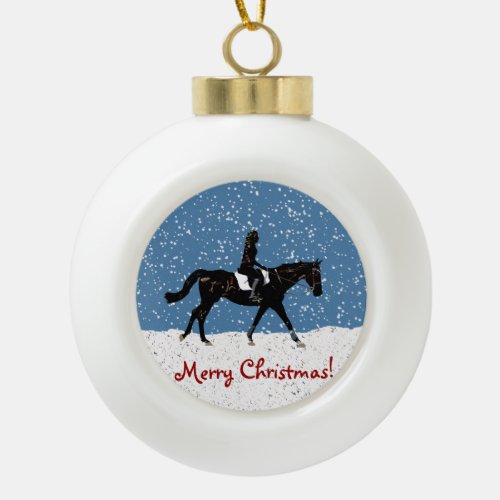 Snowy Equestrian Horse Christmas Ceramic Ball Christmas Ornament