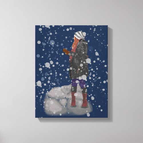 Snowy evening canvas print