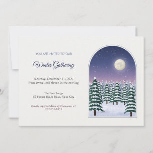 Snowy Evergreen Forest at Dusk Holiday Party Invitation