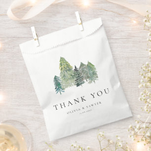 Snowy Evergreen Forest Winter Wedding Thank You Favor Bag