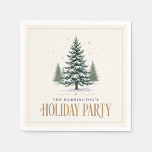Snowy Evergreen Holiday Party Napkins