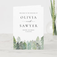 Snowy Evergreen Landscape Winter Wedding Booklet