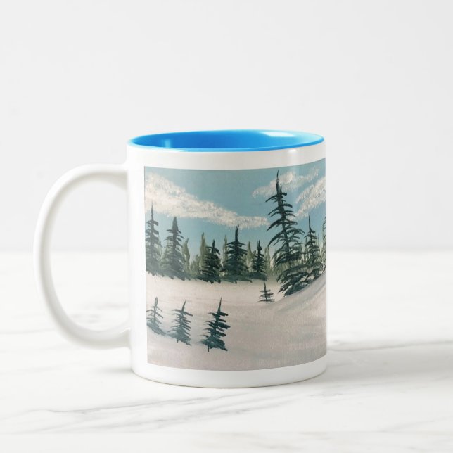 Snowy Evergreen Valley Mug (Left)