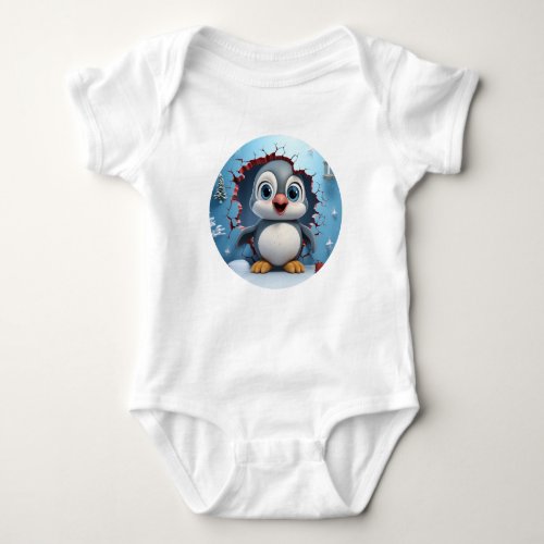 Snowy Explorer Penguin Baby  Baby Bodysuit