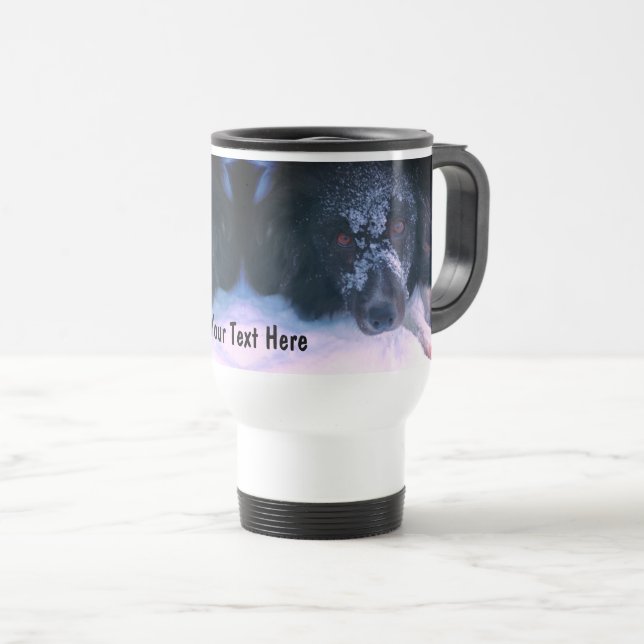 Snowy Faced Border Collie Cute Personalized  Travel Mug (Front Right)