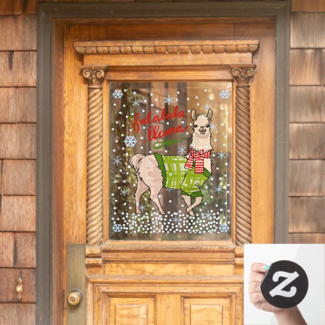 Snowy Falalala Llama Window Cling (Home Door)