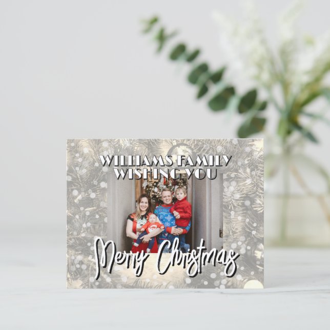 Snowy family picture Christmas Postcard (Standing Front)