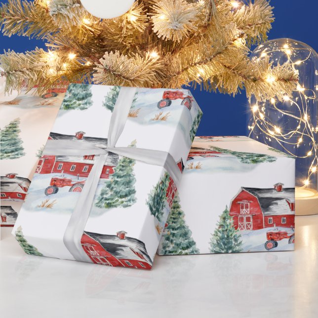 Snowy Farm Christmas Wrapping Paper (Holidays)
