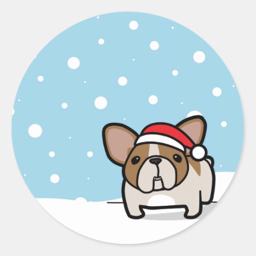 Snowy Fawn Pied Frenchie Classic Round Sticker