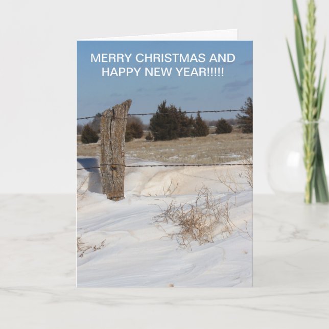 Snowy Fence Line Christmas Card (Front)