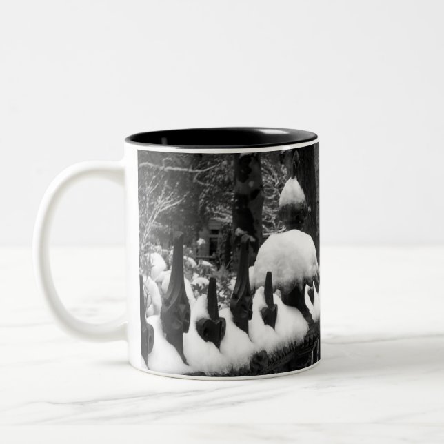 Snowy Fence Two-Tone Coffee Mug (Left)