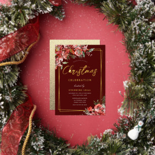 Snowy Festive Corporate Christmas Party Gold Foil Invitation