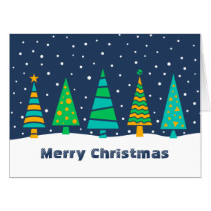 Snowy Fir Trees Big Christmas Card