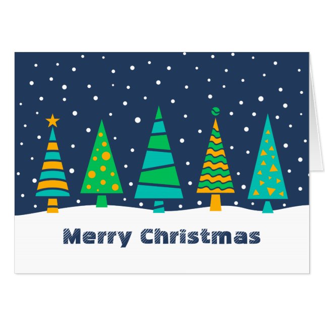 Snowy Fir Trees Big Christmas Card (Front Horizontal)